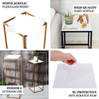 Set of 4 Acrylic Plexiglass Sheets Square Top Plates Assorted Sizes White - Protective Film Coating 3mm Thick