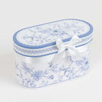 White Blue French Toile Bridal Shower Gift Set, 2 Pack Porcelain Tea Cups With Matching Keepsake Gift Box and Satin Ribbon Handle - Bell Racket Store