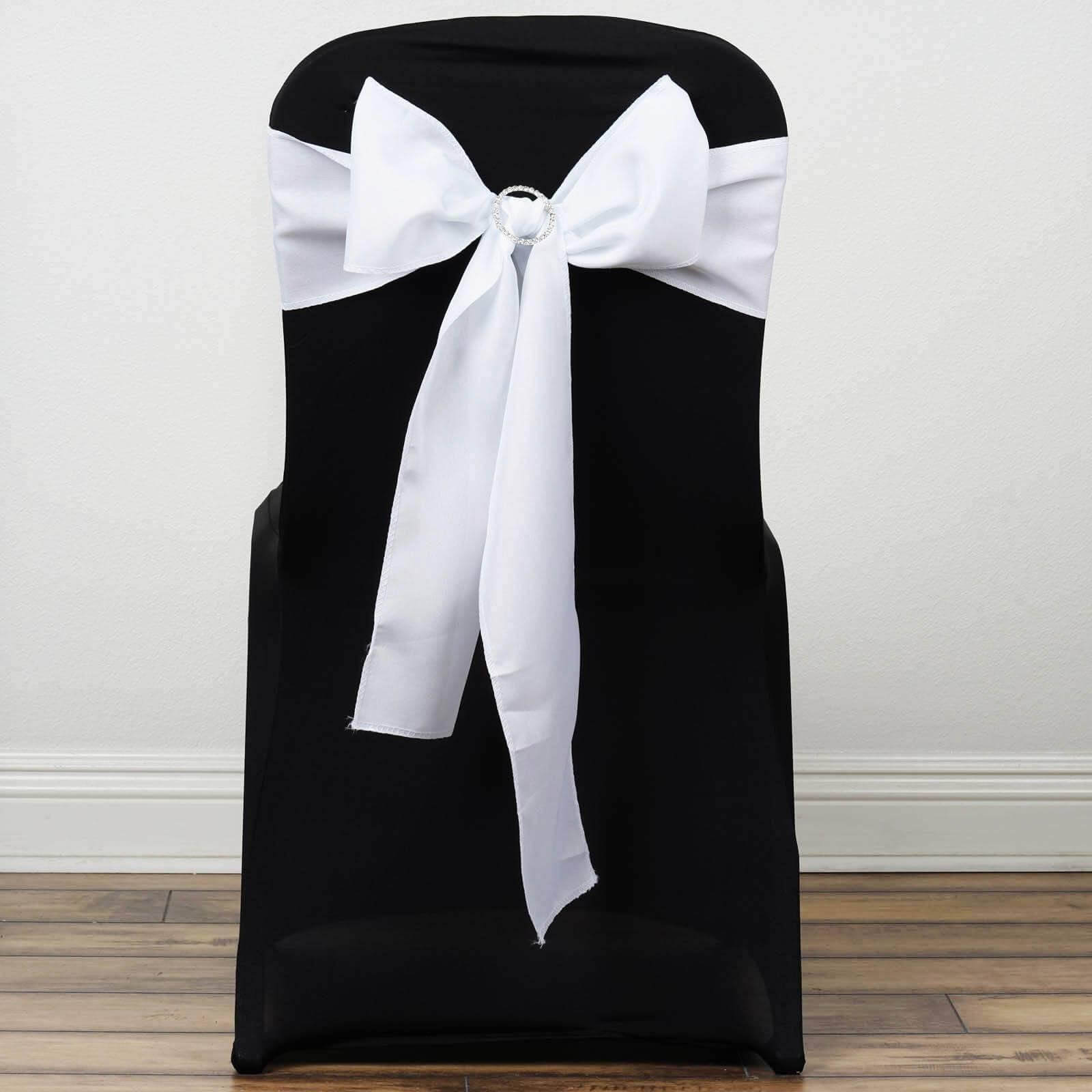 5 Pack Polyester Chair Sashes White - Subtle Elegance for Special Occasions 6"x108"