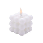 2-Pack LED Flameless Cube Candles Flickering Warm White/White - Battery Operated Bubble Design 2"