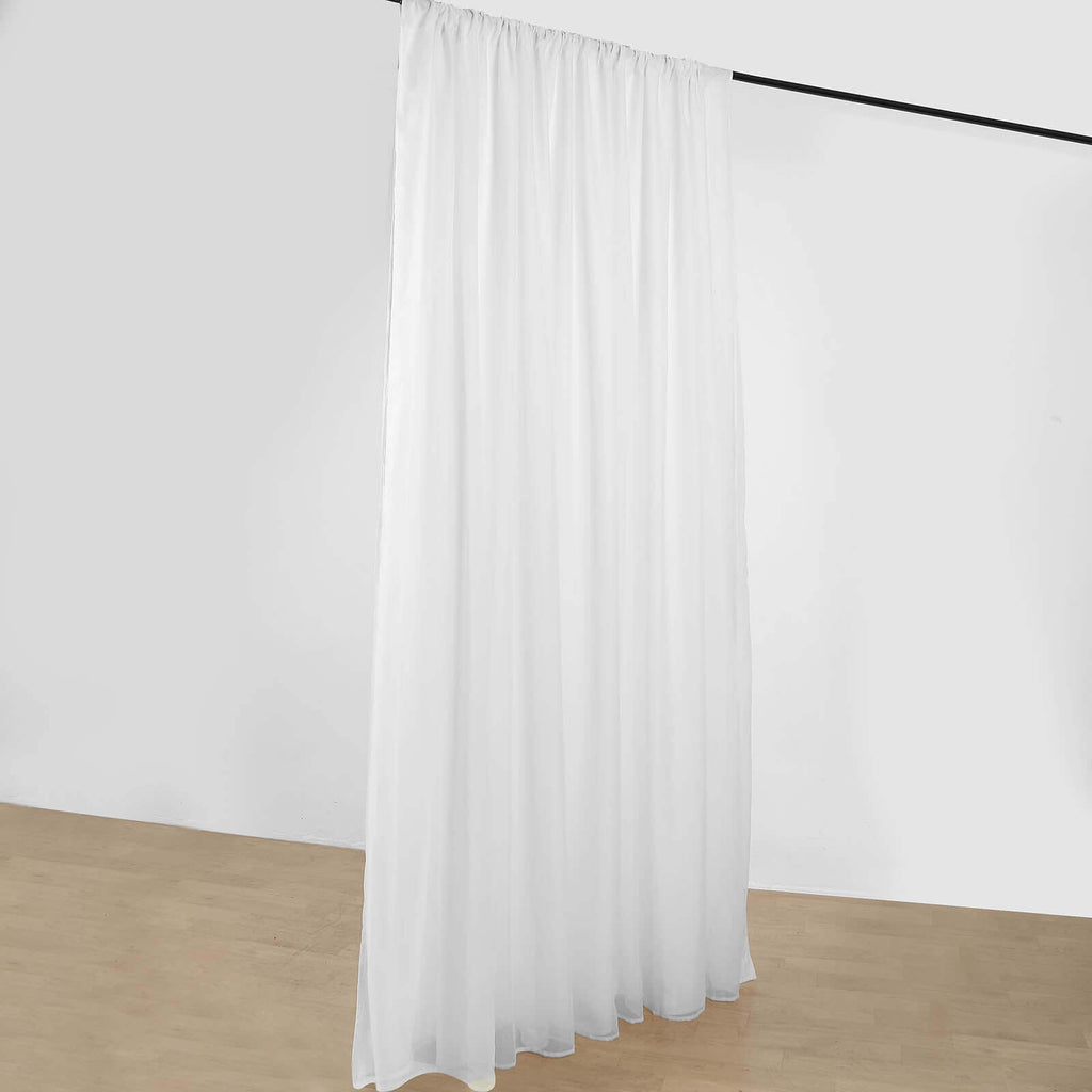 White Chiffon Polyester Event Curtain Drapes, Dual Layer Divider Backdrop Curtain Panels with Rod Pockets - 10ftx10ft - Bell Racket Store