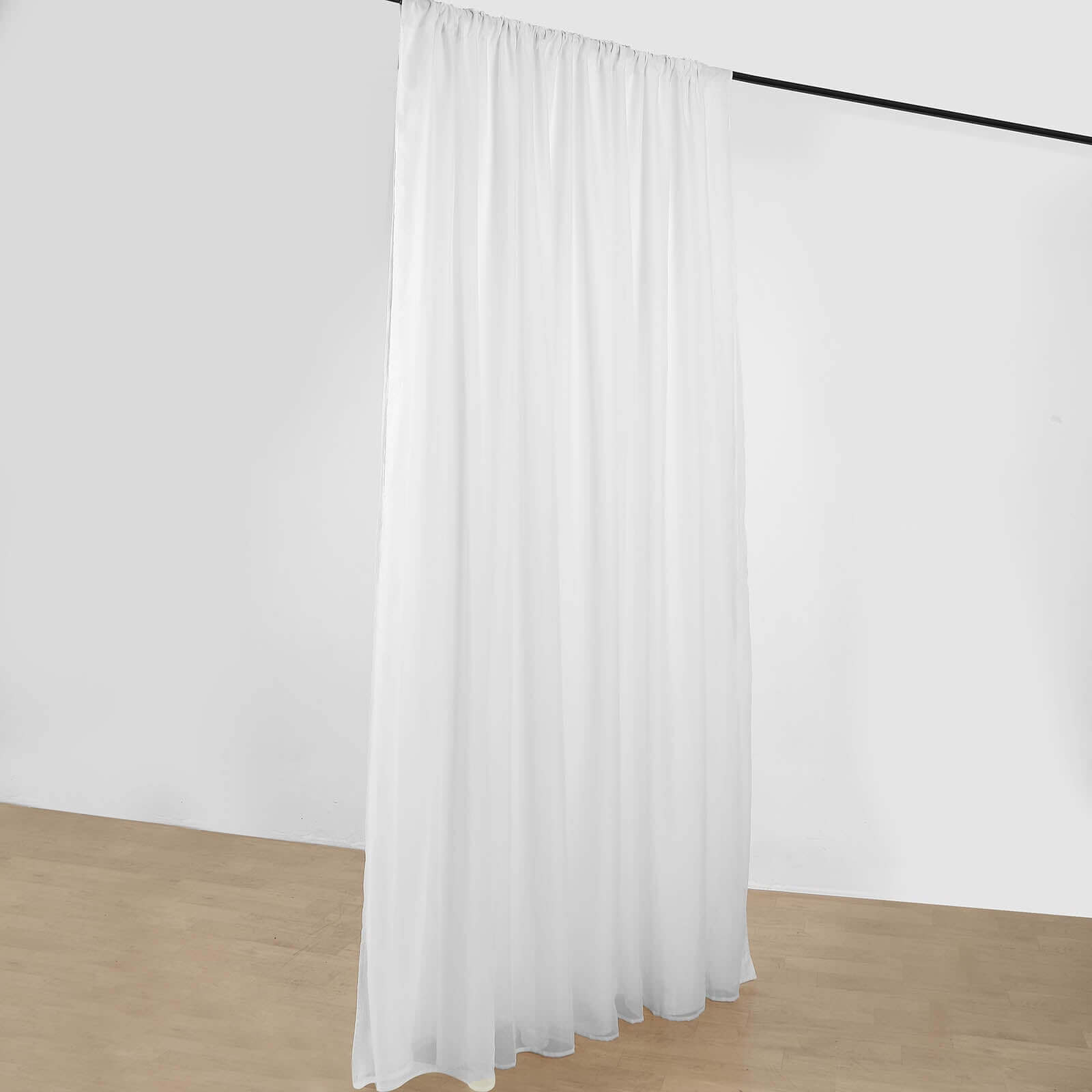 White Chiffon Polyester Event Curtain Drapes, Dual Layer Divider Backdrop Curtain Panels with Rod Pockets - 10ftx10ft - Bell Racket Store