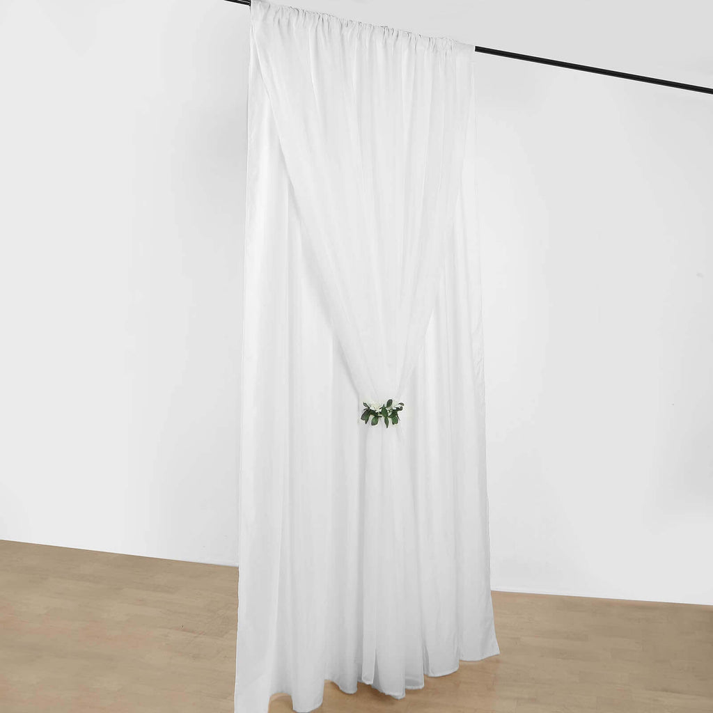 White Chiffon Polyester Event Curtain Drapes, Dual Layer Divider Backdrop Curtain Panels with Rod Pockets - 10ftx10ft - Bell Racket Store