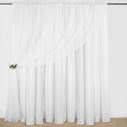 White Chiffon Polyester Event Curtain Drapes, Dual Layer Divider Backdrop Curtain Panels with Rod Pockets - 10ftx10ft - Bell Racket Store