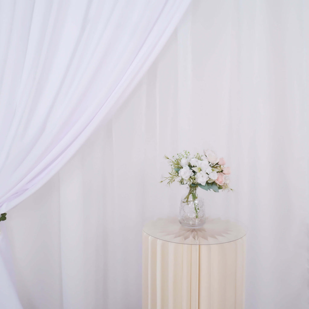 White Chiffon Polyester Event Curtain Drapes, Dual Layer Divider Backdrop Curtain Panels with Rod Pockets - 10ftx10ft - Bell Racket Store