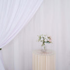 White Chiffon Polyester Event Curtain Drapes, Dual Layer Divider Backdrop Curtain Panels with Rod Pockets - 10ftx10ft - Bell Racket Store