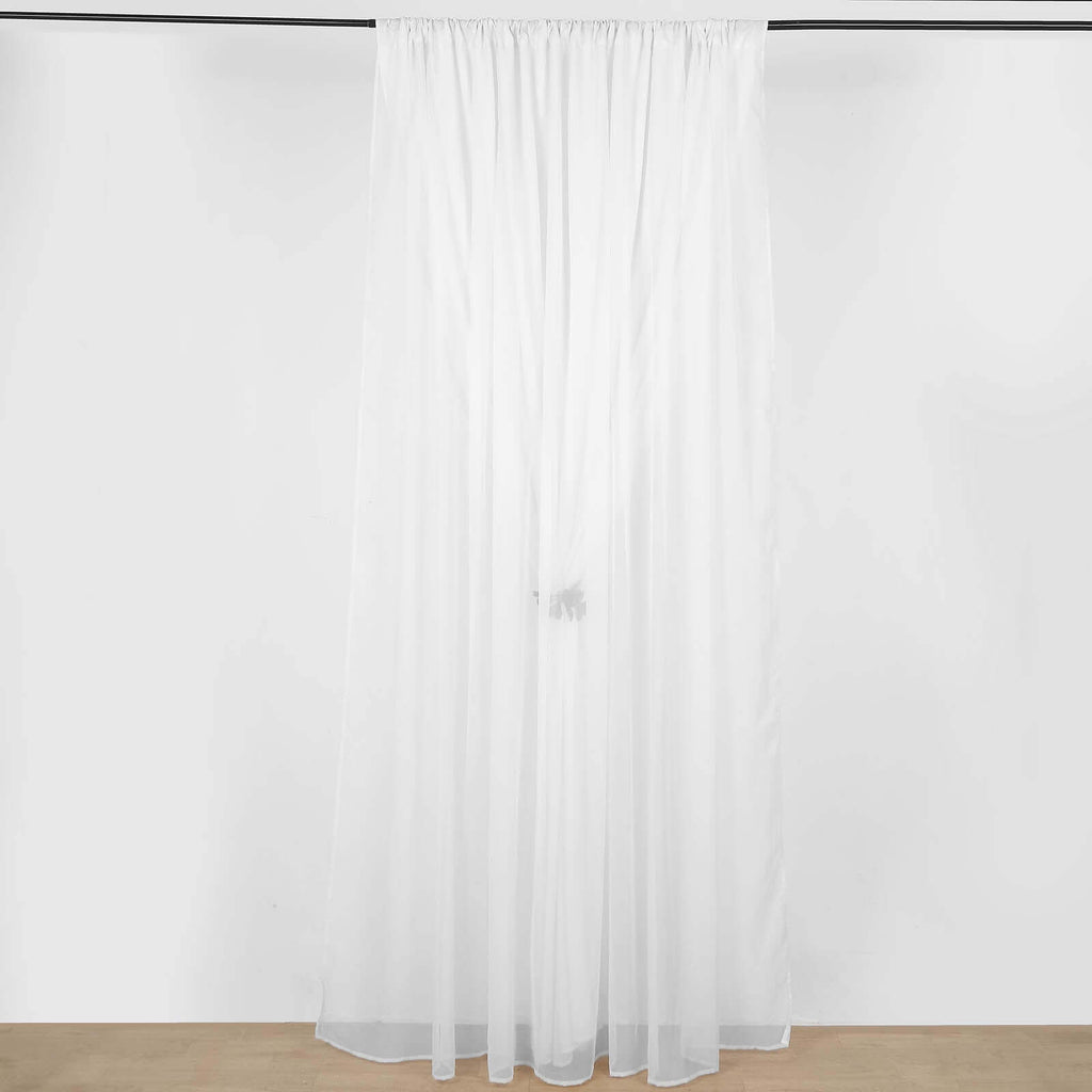White Chiffon Polyester Event Curtain Drapes, Dual Layer Divider Backdrop Curtain Panels with Rod Pockets - 10ftx10ft - Bell Racket Store