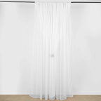 White Chiffon Polyester Event Curtain Drapes, Dual Layer Divider Backdrop Curtain Panels with Rod Pockets - 10ftx10ft - Bell Racket Store
