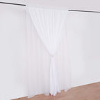 White Chiffon Polyester Event Curtain Drapes, Dual Layer Divider Backdrop Curtain Panels with Rod Pockets - 10ftx10ft - Bell Racket Store