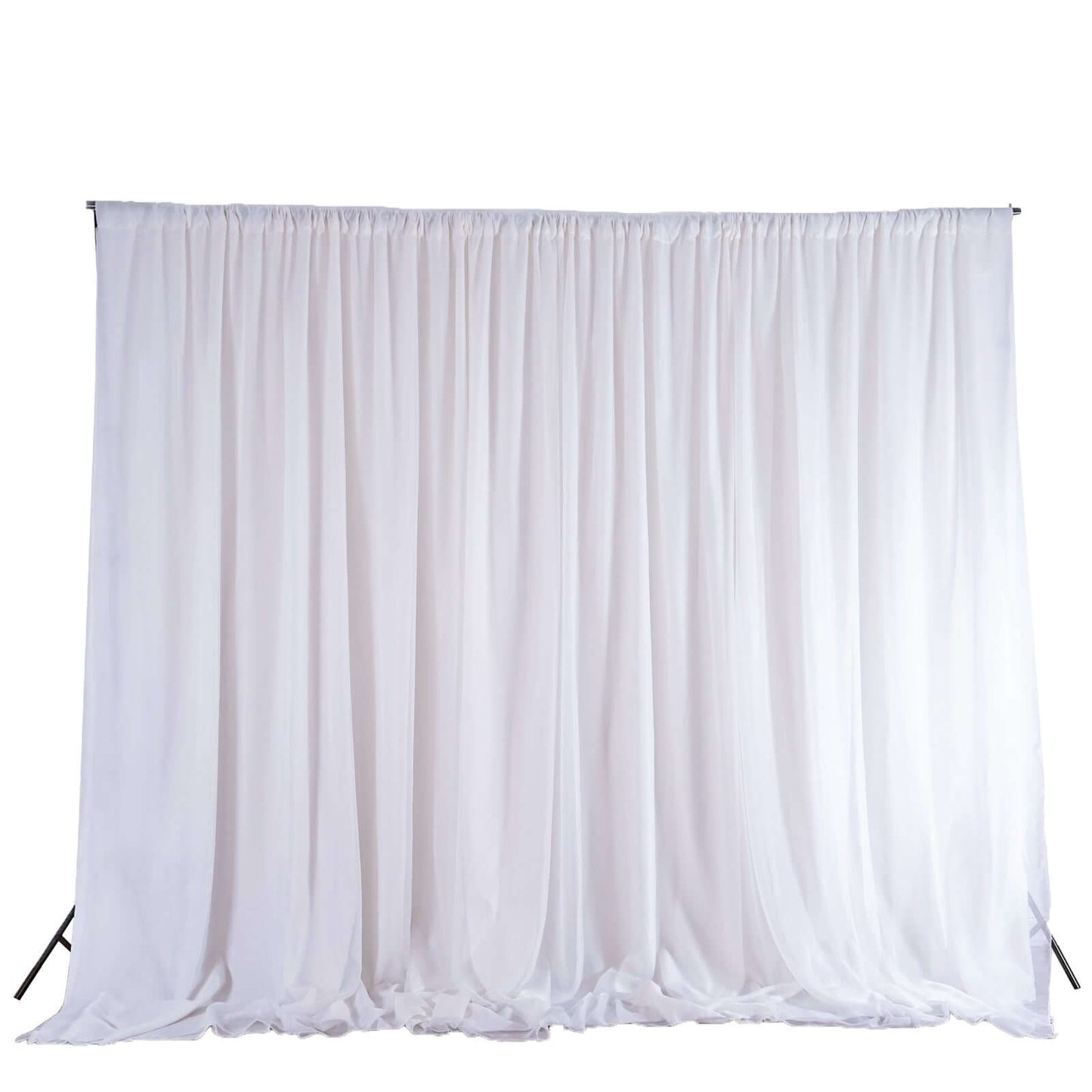 White Chiffon Polyester Event Curtain Drapes, Dual Layer Divider Backdrop Event Panels with Rod Pockets - 20ftx10ft - NestOCart