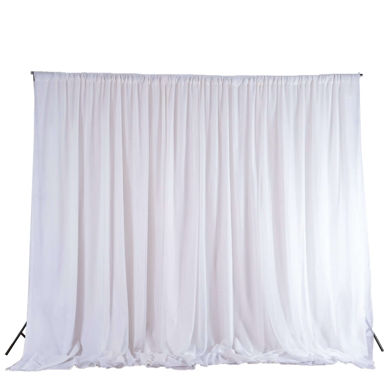 White Chiffon Polyester Event Curtain Drapes, Dual Layer Divider Backdrop Event Panels with Rod Pockets - 20ftx10ft - NestOCart