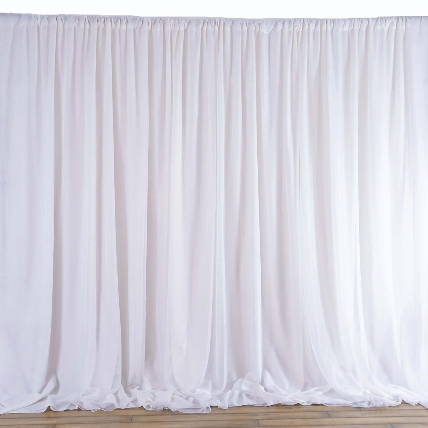 White Chiffon Polyester Event Curtain Drapes, Dual Layer Divider Backdrop Event Panels with Rod Pockets - 20ftx10ft - NestOCart