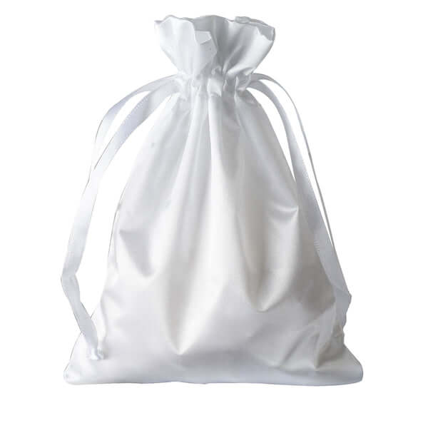12 Pack 5"x7" White Satin Drawstring Wedding Party Favor Gift Bags
