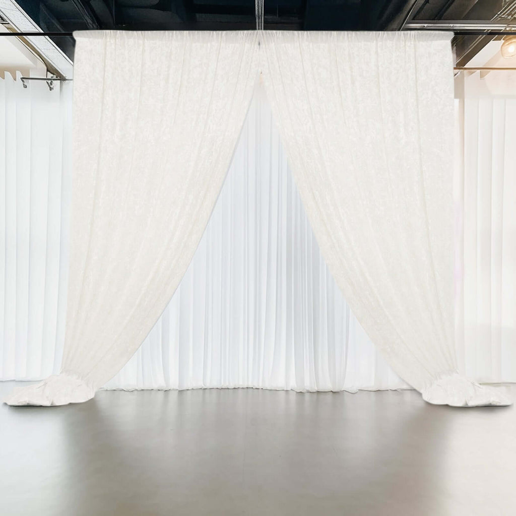 White Crushed Velvet Backdrop Curtain â€“ 5ft x 12ft Event Drape with Rod Pocket, Privacy Panel for Photo Booths & Events - Bell Racket Store