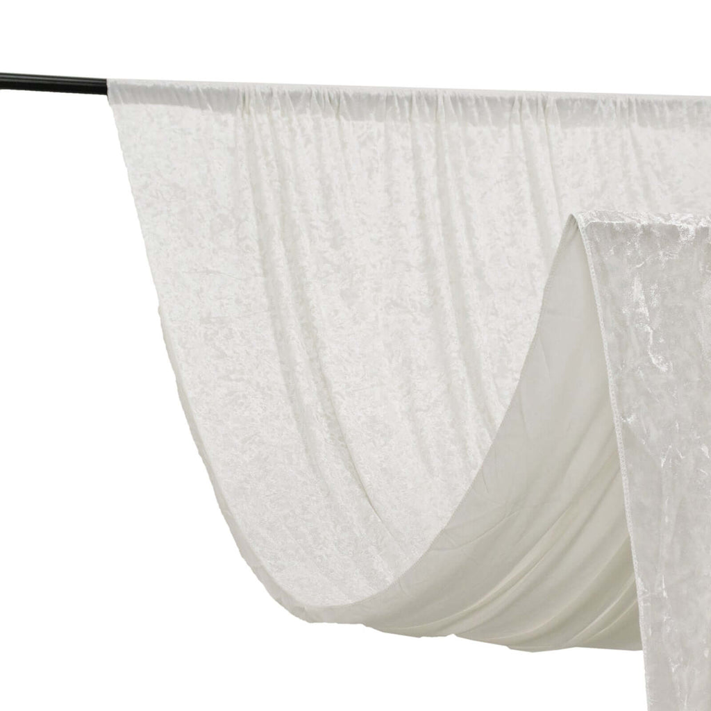White Crushed Velvet Backdrop Curtain â€“ 5ft x 12ft Event Drape with Rod Pocket, Privacy Panel for Photo Booths & Events - Bell Racket Store