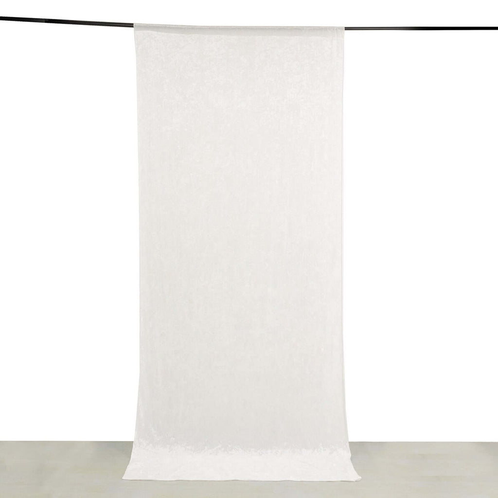 White Crushed Velvet Backdrop Curtain â€“ 5ft x 12ft Event Drape with Rod Pocket, Privacy Panel for Photo Booths & Events - Bell Racket Store