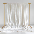 White Crushed Velvet Backdrop Curtain â€“ 5ft x 14ft Event Drape with Rod Pocket, Privacy Panel for Photo Booths & Events - Bell Racket Store