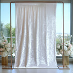 White Crushed Velvet Backdrop Curtain â€“ 5ft x 14ft Event Drape with Rod Pocket, Privacy Panel for Photo Booths & Events - Bell Racket Store