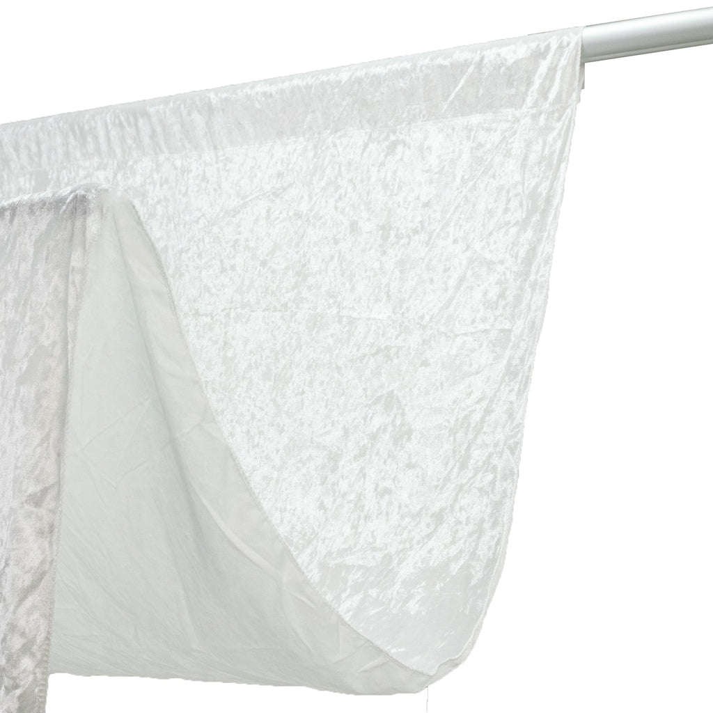 White Crushed Velvet Backdrop Curtain â€“ 5ft x 14ft Event Drape with Rod Pocket, Privacy Panel for Photo Booths & Events - Bell Racket Store