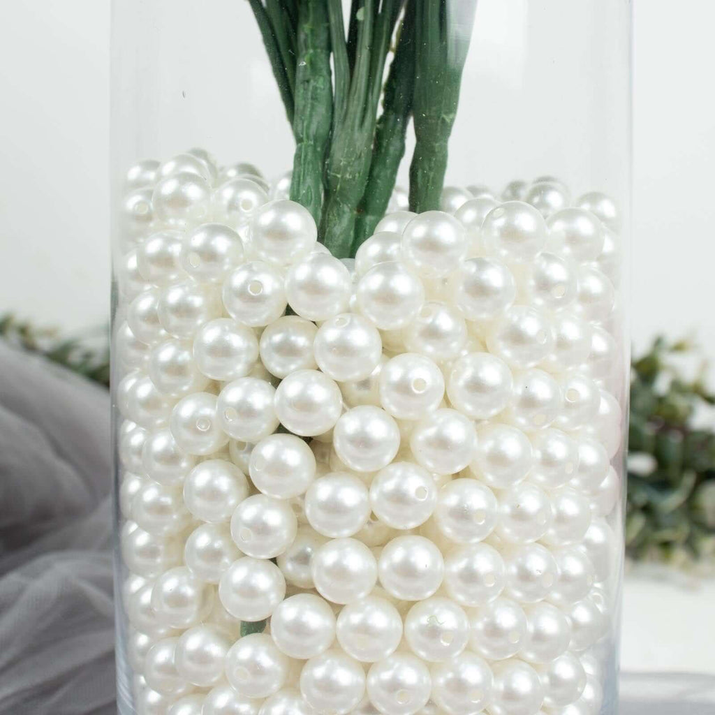 1000-Pack Faux Craft Pearl Beads White - Smooth Beads with Holes for Vase Filler Jewelry Making Bridal Accessories & Event Decor 10mm