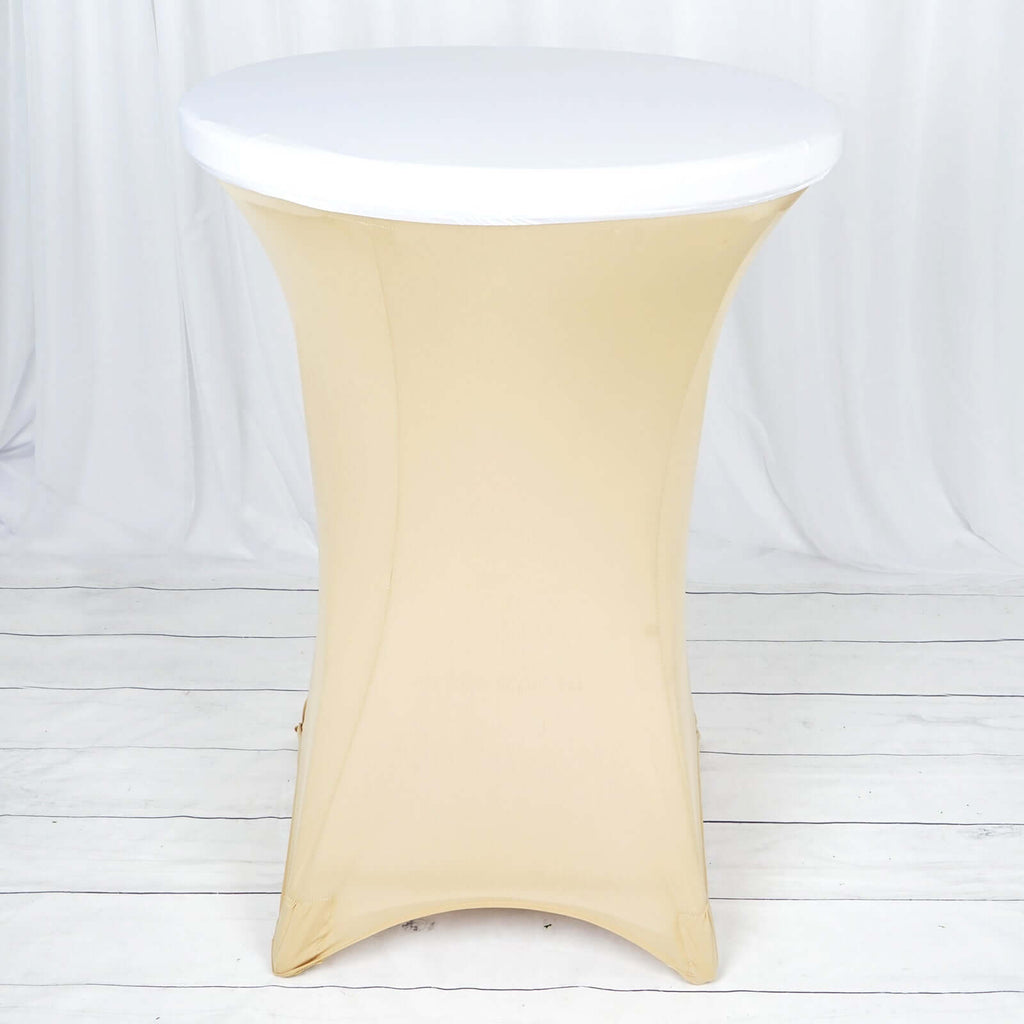 Spandex Table Top Cover White Fitted Cocktail Topper - Wrinkle-Free Event Decor