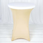 Spandex Table Top Cover White Fitted Cocktail Topper - Wrinkle-Free Event Decor
