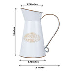 Metal Garden Water Pitcher Rustic Milk Jug Design - Shabby Chic Decorative Flower Vase 9"