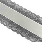 Faux Burlap Jute 16"x108" Table Runner Ivory With White Lace Edging - Rustic Farmhouse Table Linen