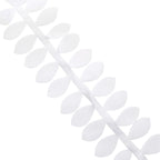Taffeta Ribbon Sash with 4" Leaf Petal Design White 50ft - Sophisticated Artificial Fabric Garland for Events