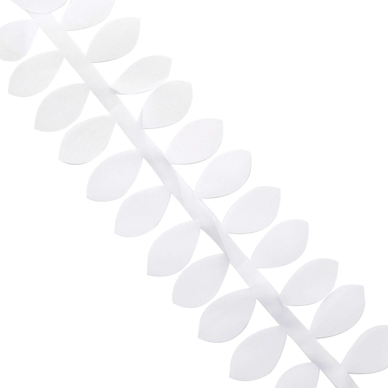 Taffeta Ribbon Sash with 4" Leaf Petal Design White 50ft - Sophisticated Artificial Fabric Garland for Events