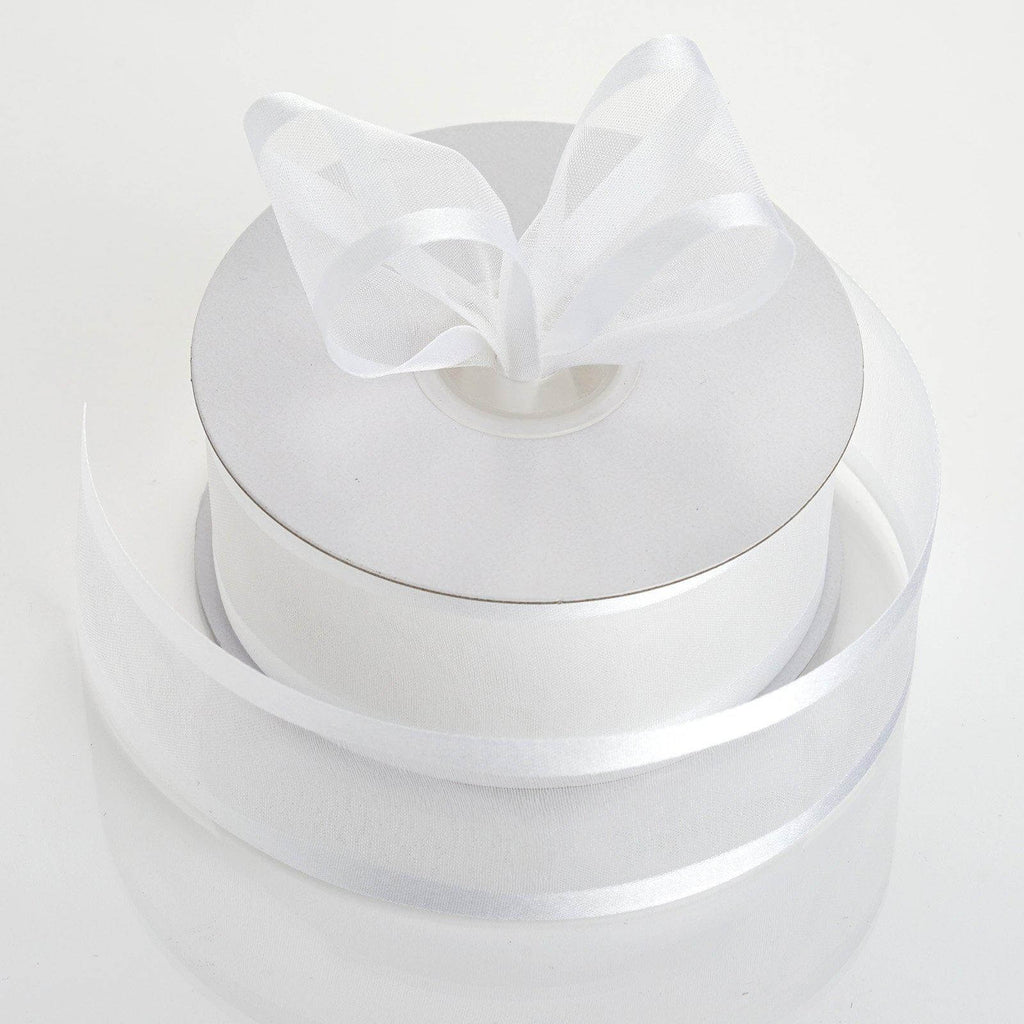 25 Yards 1.5" White Organza Ribbon With Satin Edges