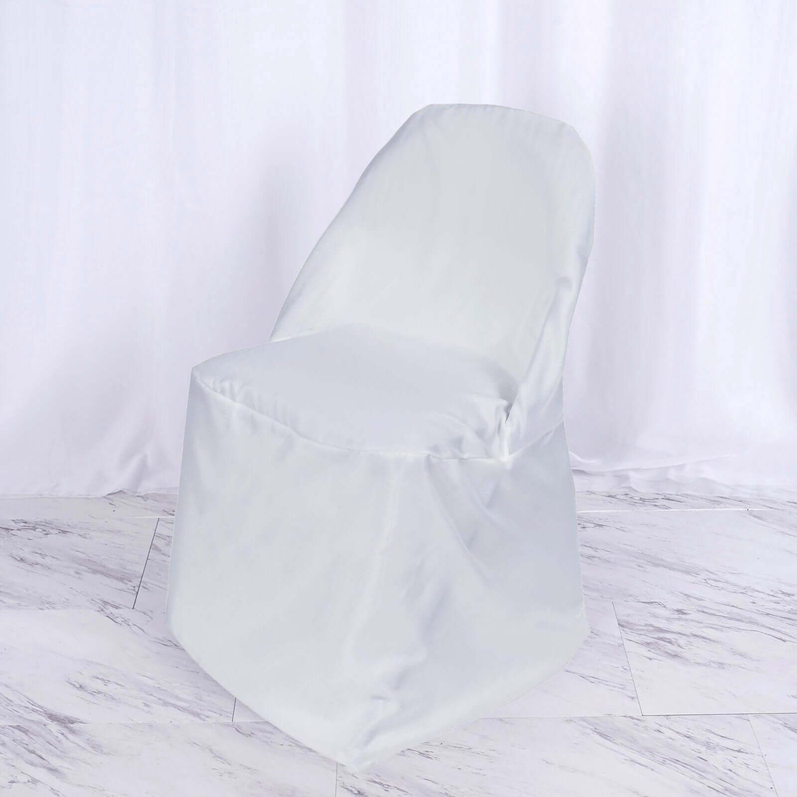Polyester Chair Cover White for Folding Chairs - Stylish Durable and Reusable Slip-On Cover for Events & Gatherings