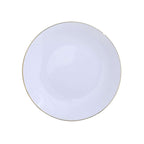 10-Pack Plastic 8" Round Dessert Plates in White with Gold Rim - Glossy Disposable Appetizer Salad Plates for Banquets & Special Occasions