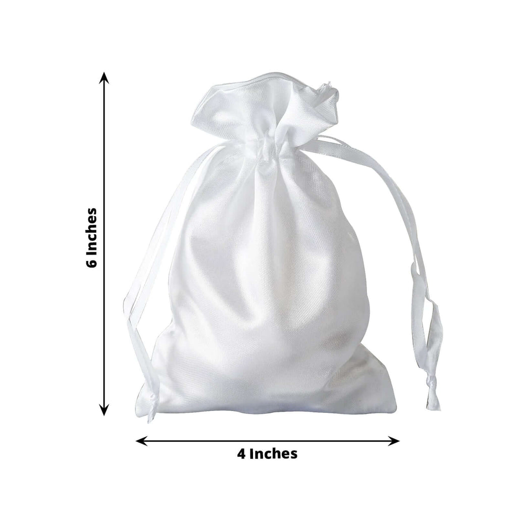 12 Pack 4"x6" White Satin Drawstring Wedding Party Favor Gift Bags