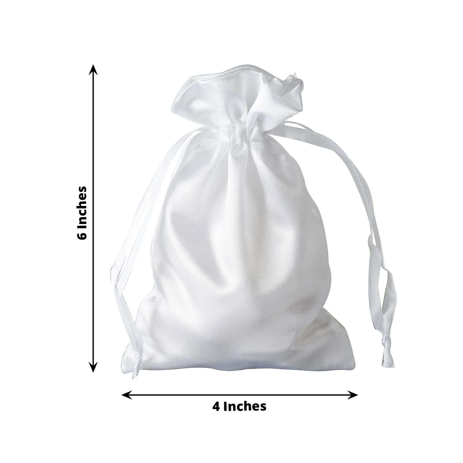 12 Pack 4"x6" White Satin Drawstring Wedding Party Favor Gift Bags