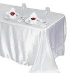 Satin Rectangular 90"x132" Tablecloth White - Seamless Stylish Table Cover for Weddings and Parties