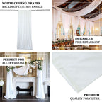 White Scuba Polyester Ceiling Drape Backdrop Curtain Panel, Commercial Grade Fire Retardant Wrinkle Free Draping Fabric With Rod Pockets - 5ftx20ft - Bell Racket Store