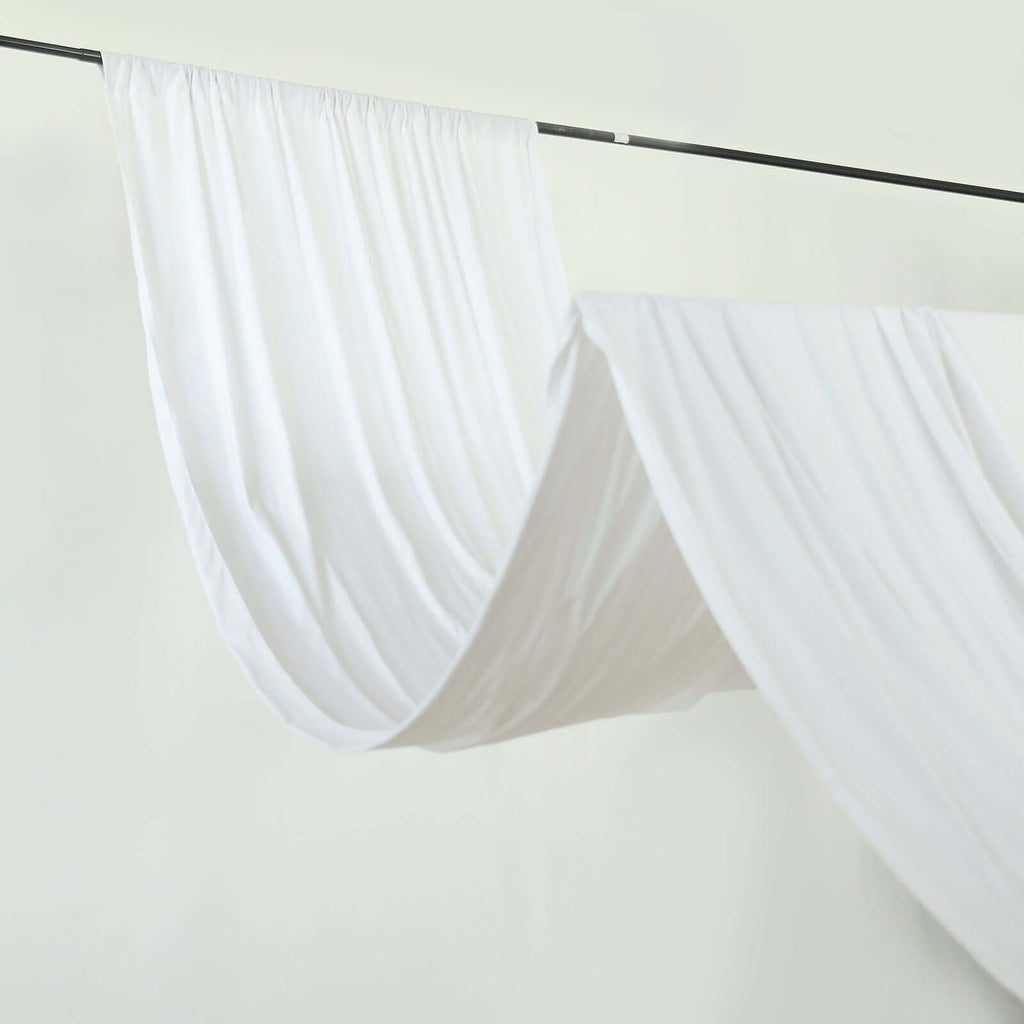 White Scuba Polyester Ceiling Drape Backdrop Curtain Panel, Commercial Grade Fire Retardant Wrinkle Free Draping Fabric With Rod Pockets - 5ftx20ft - Bell Racket Store