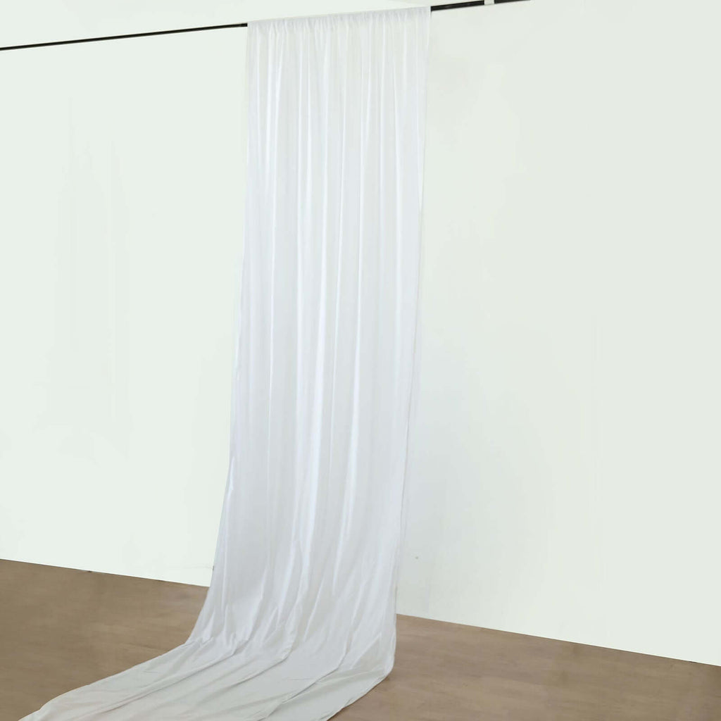 White Scuba Polyester Ceiling Drape Backdrop Curtain Panel, Commercial Grade Fire Retardant Wrinkle Free Draping Fabric With Rod Pockets - 5ftx30ft - Bell Racket Store