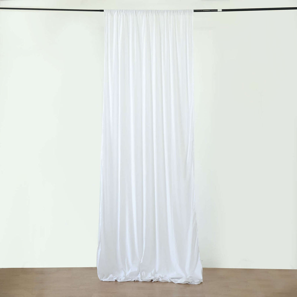 White Scuba Polyester Ceiling Drape Backdrop Curtain Panel, Commercial Grade Fire Retardant Wrinkle Free Draping Fabric With Rod Pockets - 5ftx30ft - Bell Racket Store
