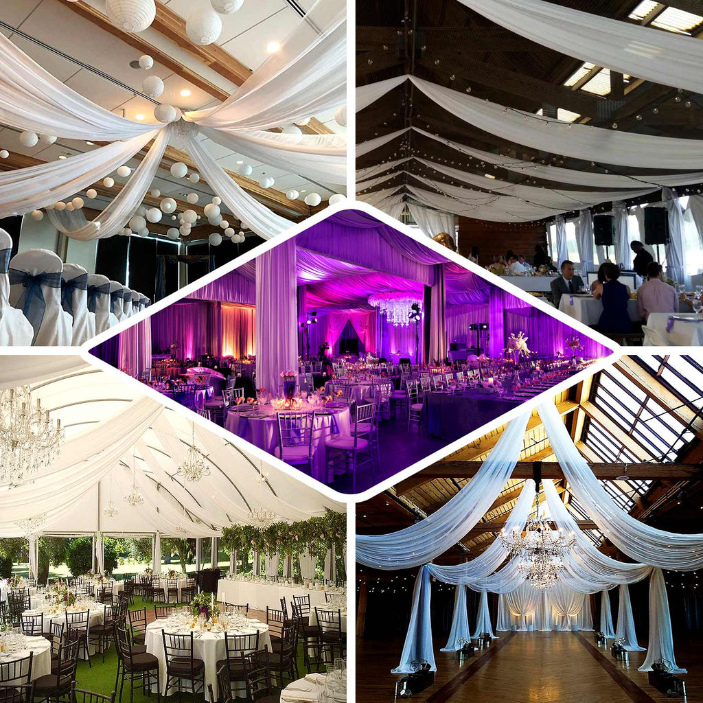 White Scuba Polyester Ceiling Drape Backdrop Curtain Panel, Commercial Grade Fire Retardant Wrinkle Free Draping Fabric With Rod Pockets - 5ftx30ft - Bell Racket Store