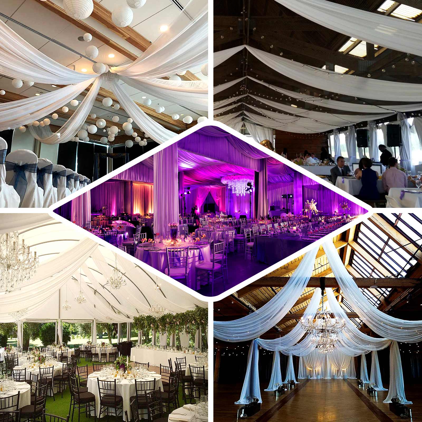 White Scuba Polyester Ceiling Drape Backdrop Curtain Panel, Commercial Grade Fire Retardant Wrinkle Free Draping Fabric With Rod Pockets - 5ftx30ft - Bell Racket Store