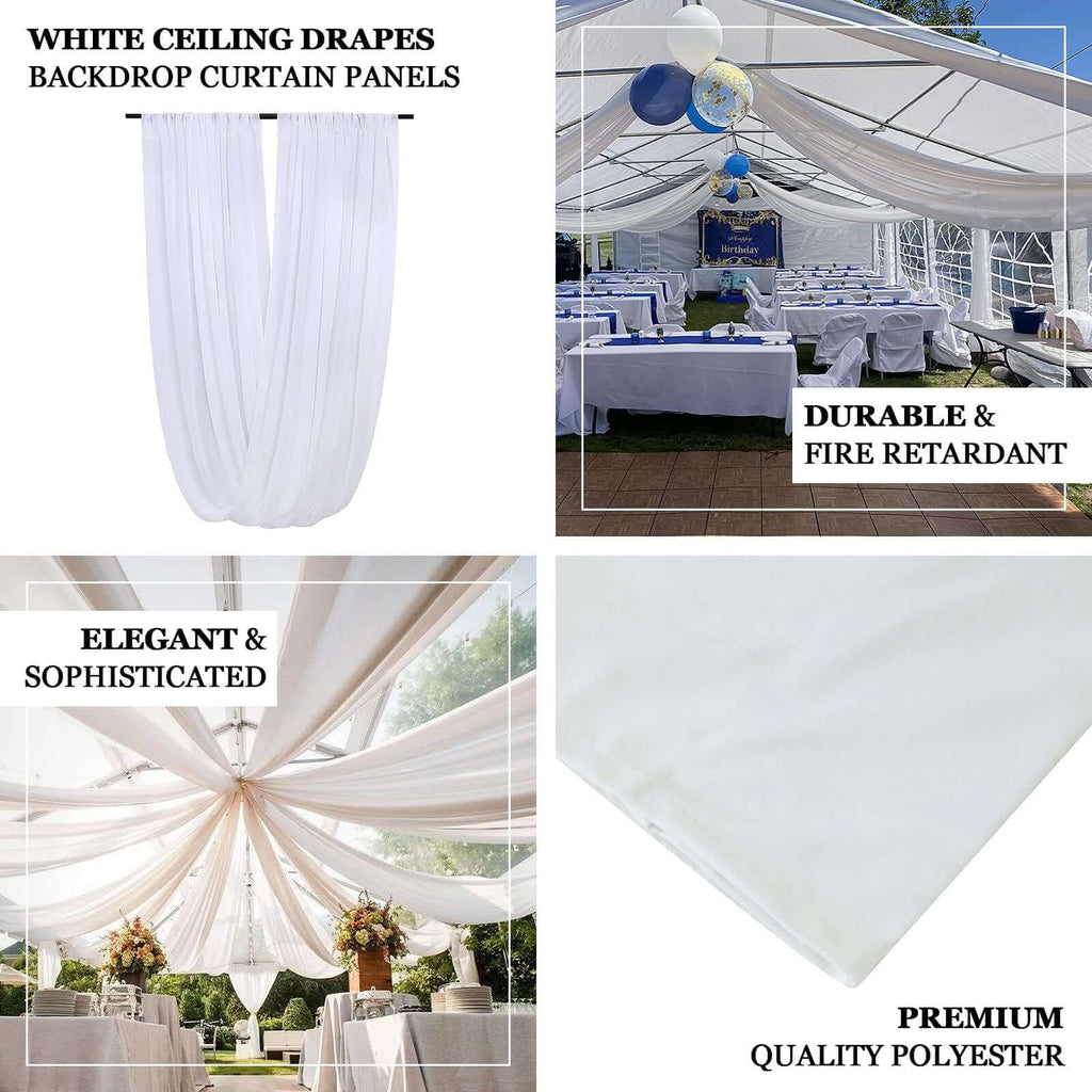White Scuba Polyester Ceiling Drape Backdrop Curtain Panel, Commercial Grade Fire Retardant Wrinkle Free Draping Fabric With Rod Pockets - 5ftx30ft - Bell Racket Store