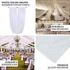 White Scuba Polyester Ceiling Drape Backdrop Curtain Panel, Commercial Grade Fire Retardant Wrinkle Free Draping Fabric With Rod Pockets - 5ftx40ft - Bell Racket Store