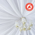 White Scuba Polyester Ceiling Drape Backdrop Curtain Panel, Commercial Grade Fire Retardant Wrinkle Free Draping Fabric With Rod Pockets - 5ftx40ft - Bell Racket Store
