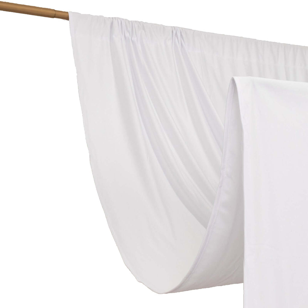 White Scuba Polyester Event Curtain Drapes, Durable Flame Resistant Backdrop Event Panel Wrinkle Free with Rod Pockets - 5ftx14ft - Bell Racket Store