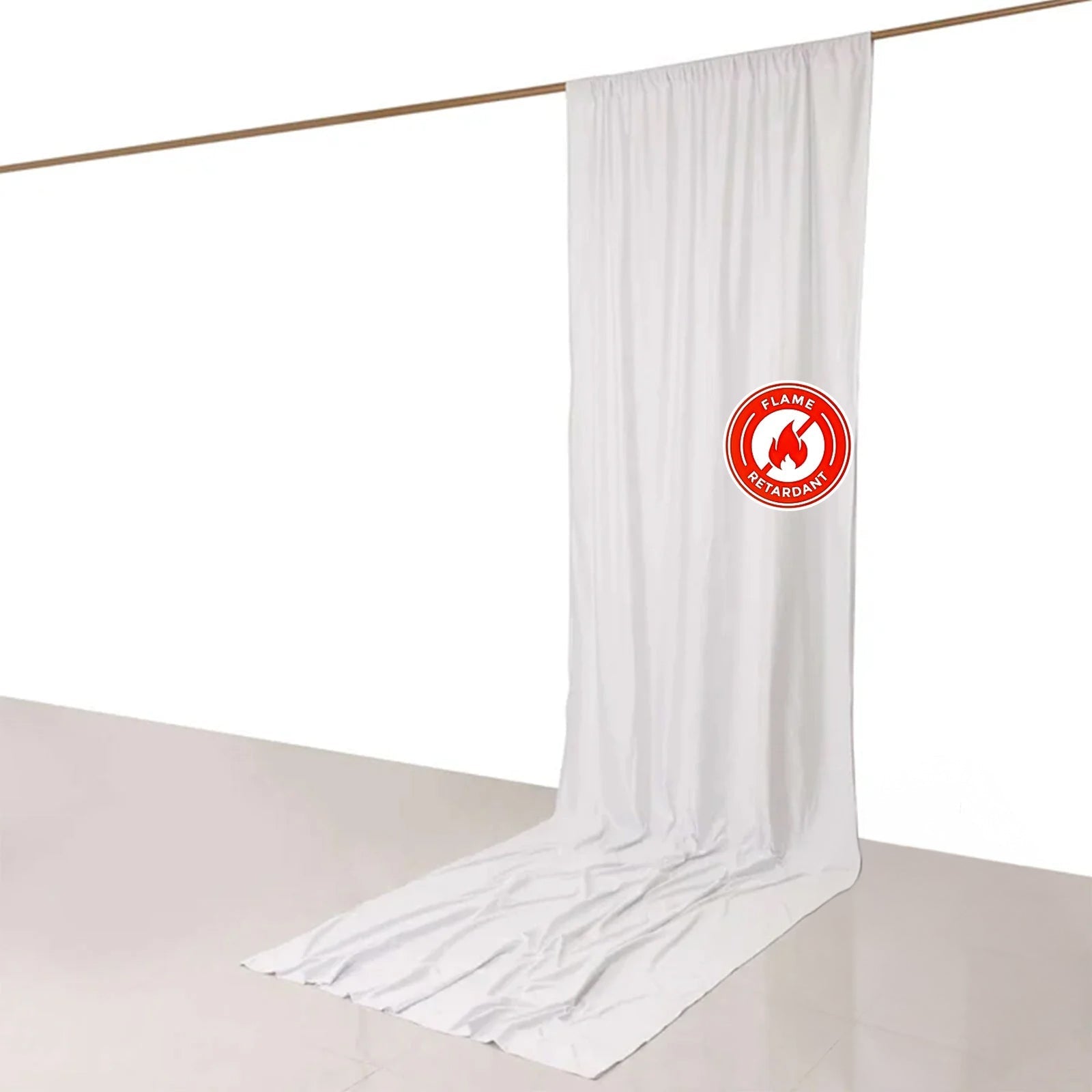 White Scuba Polyester Event Curtain Drapes, Durable Flame Resistant Backdrop Event Panel Wrinkle Free with Rod Pockets - 5ftx14ft - Bell Racket Store