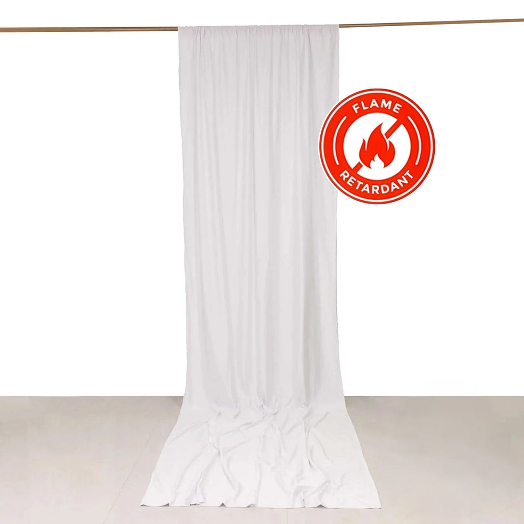 White Scuba Polyester Event Curtain Drapes, Durable Flame Resistant Backdrop Event Panel Wrinkle Free with Rod Pockets - 5ftx14ft - Bell Racket Store