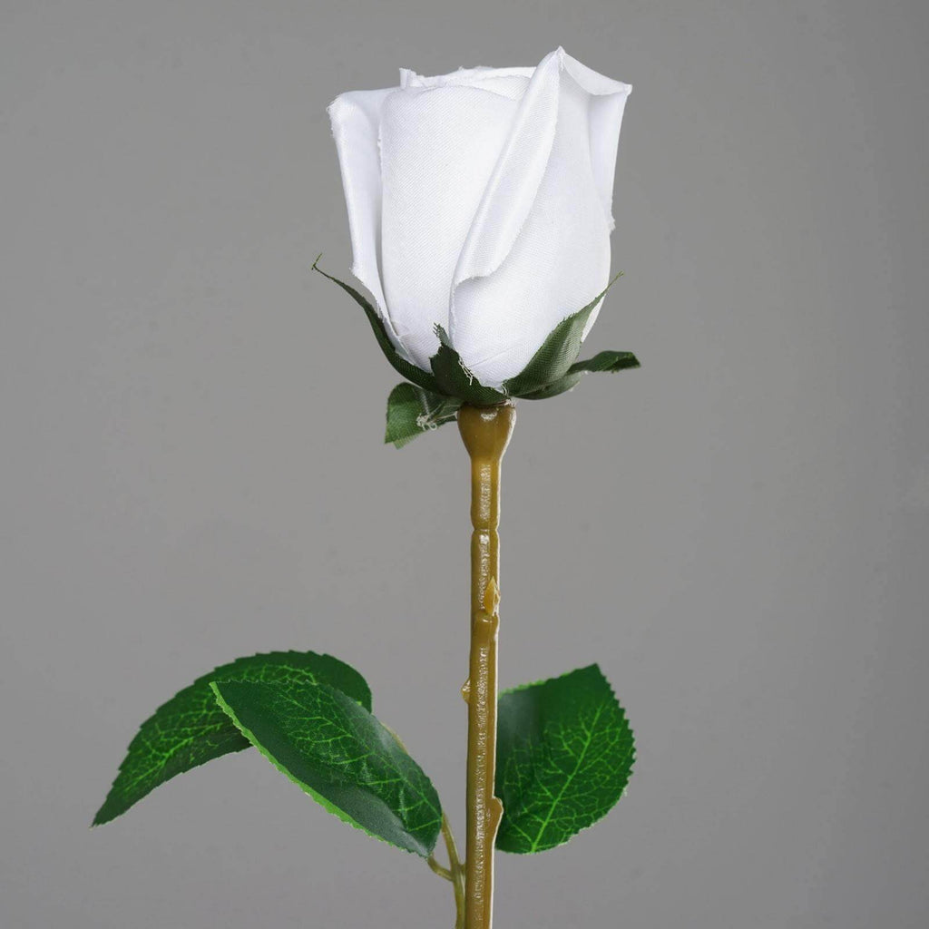 31" 24Pcs White Long Stem Artificial Silk Roses Flowers