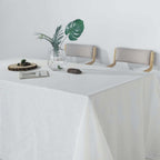 Faux Linen 90"x132" Rectangular Tablecloth White - Slubby Texture Wrinkle-Resistant Seamless Table Cover for Weddings and Special Events